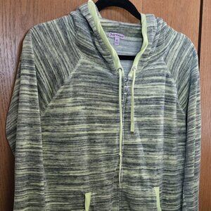 Women's Juice Couture Zip-up Hoodie XL Neon Green & black
